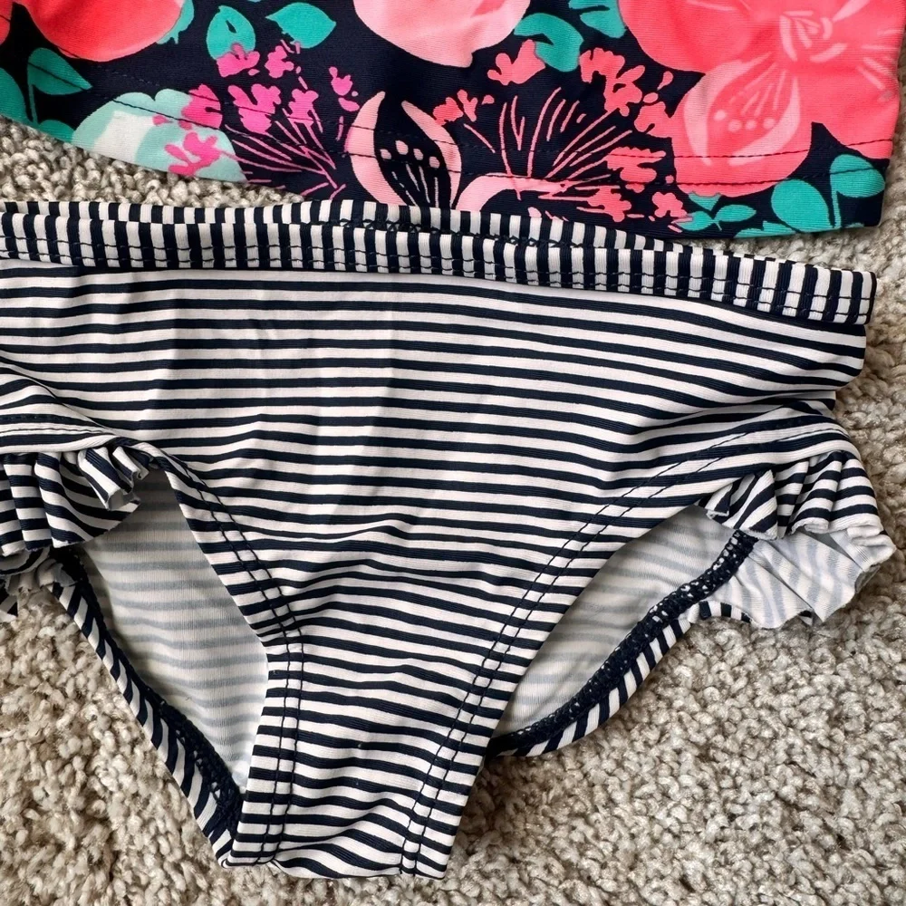 Carters baby girl two piece swimsuit long sleeve rashguard floral size 3 months